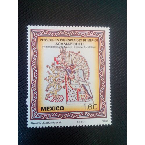 Timbre Mexique Y T 983 Personnalité Préhispanique Mexicain Acamapichtli 1982 ( 040507 )