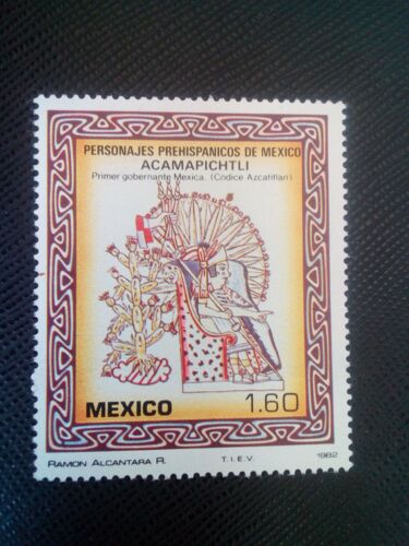 Timbre Mexique Y T 983 Personnalité Préhispanique Mexicain Acamapichtli 1982 ( 040507 )