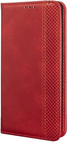 pour Coque Xiaomi 13, Premium PU + TPU Flip Case Cover, Carte Fente Stand Fonction, Rouge