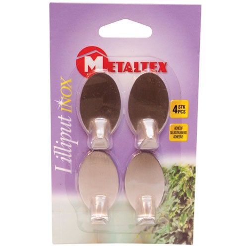Crochet adhésif - lot de 4 - inox