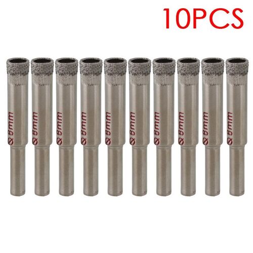 Accessoires de perçage revêtus de diamant, forets pour trous de scie, coupe granit en verre, 10 pièces/ensemble 8MM, meilleur prix