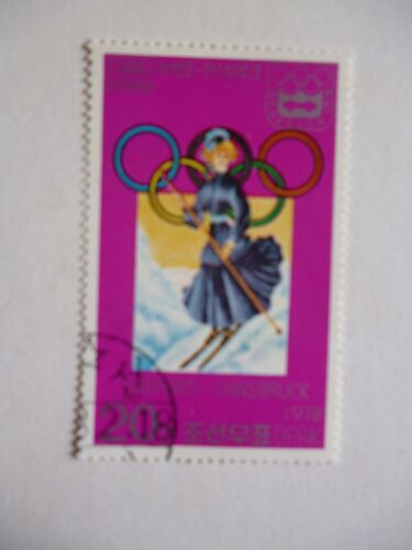 Timbre "Dprk Corée 1978 :Jeux Olympiques Innsbrück-Sapporo : Descente À Ski".