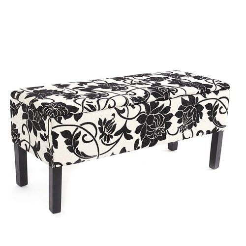 Banc/Coffre De Rangement Renens, 95x36x44, Tissu  Oir
