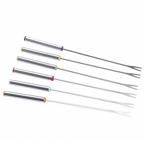Fourchette A Dessert Multicolore En Acier Inoxydable De 24 Cm Ensemble De Six Pieces Fourchette A Fruits A Fondue Au Chocolat Et Au Fromage, Sac De 6 Pieces