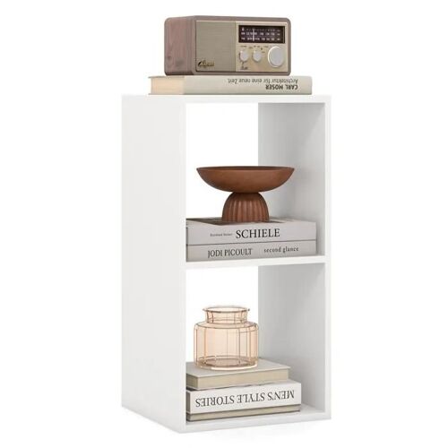 COSTWAY Bibliothèque Autoportante à 2 Cubes, Étagère Présentation à 2 Niveaux, Dos Ouvert, Kit Anti-basculement, pour Bureau Salon