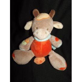 Doudou Musical Vache Girafe Nattou Orange Marron Bleu Peluche Musique 19 Cm Environ 