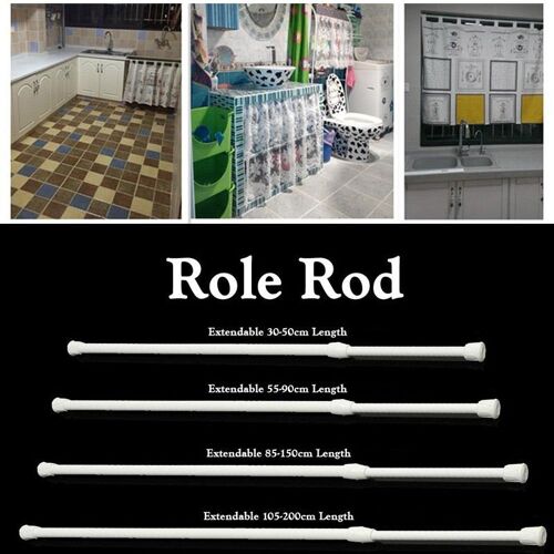 Tringle à rideau de douche extensible en PVC de 2/3cm de diamètre, tringle à rideau télescopique réglable pour barre de rideau