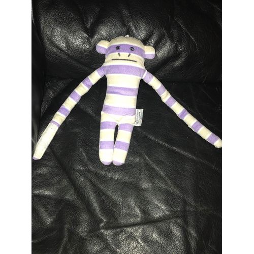 Doudou Peluche Singe Violet Beige Bras Long Domiva 22cm