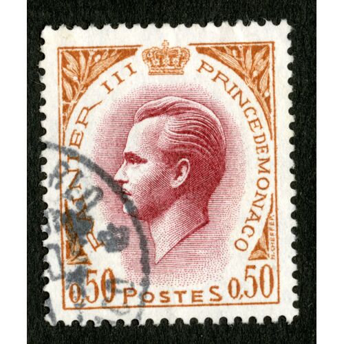 Timbre Oblitéré Rainier Iii, Prince De Monaco, 0.50, Postes, Cheffer