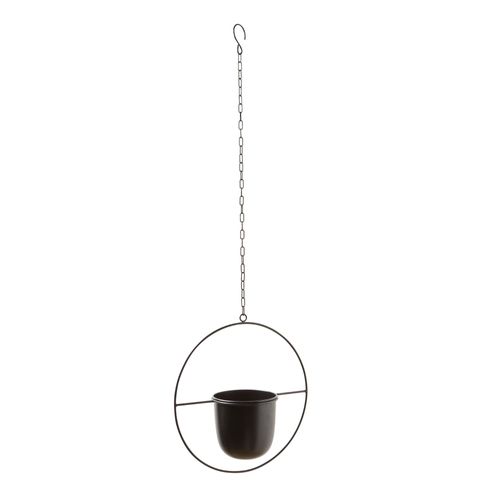Pot De Fleurs Rond En Metal Noir Mat À Suspendre Goodhome