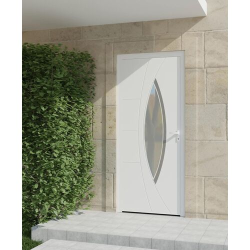 Porte d'entrée alu blanc Zaria H.215 x l.90 cm poussant gauche