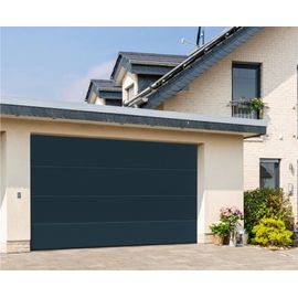 Porte de garage sectionnelle acier IsoMatic 7016 gris anthracite - l.237,5 x h.200 cm - motorisée