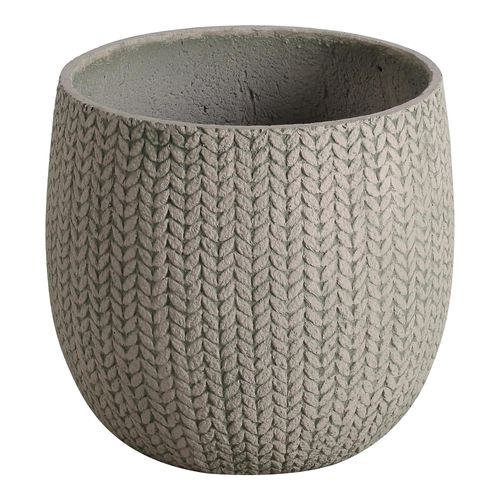 Pot Rond Argile Verve Effet Tricot Beige Ø37 X H.33 Cm