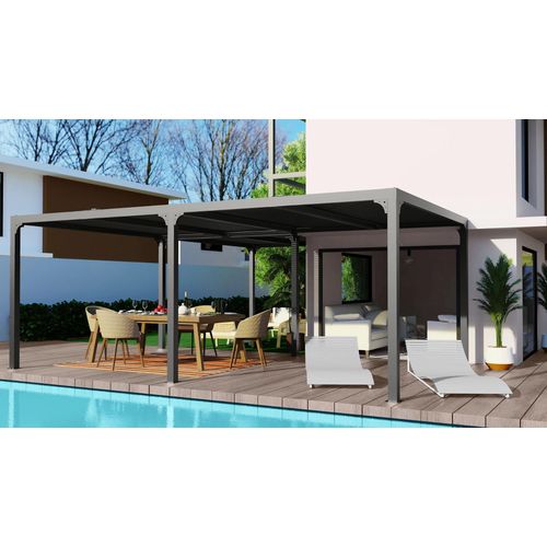Pergola Bioclimatique Aluminium Autoportante Gris Anthracite Xxl 32,63m²