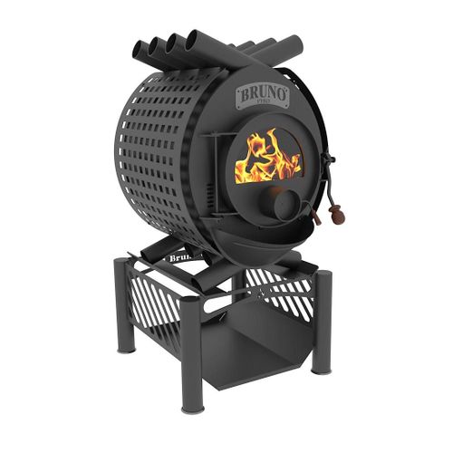 Poêle à bois en acier Bruno Pyro II noir en acier 16kW 160m²
