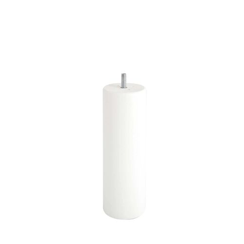 Pied de lit cylindrique en hêtre blanc Bar Plus H. 20 x Ø6,8 cm