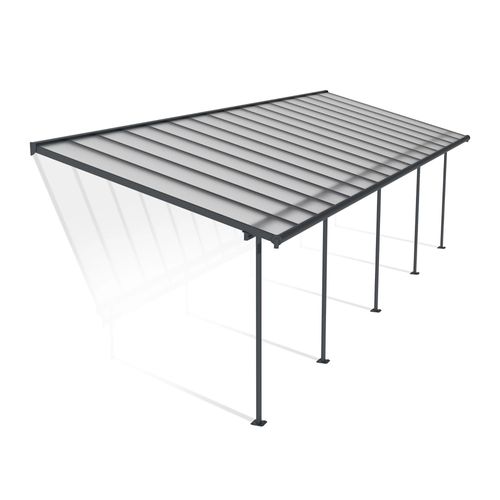 Pergola Adossée Sierra Palram Canopia Aluminium Et Polycarbonate Gris 3 X 9,8m
