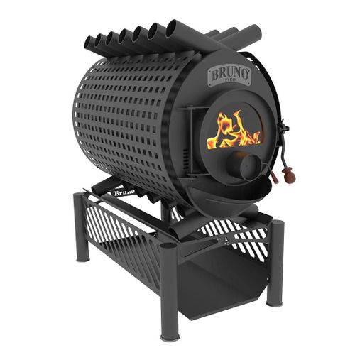 Poêle à bois en acier Bruno Pyro V noir en acier 25kW 220m²