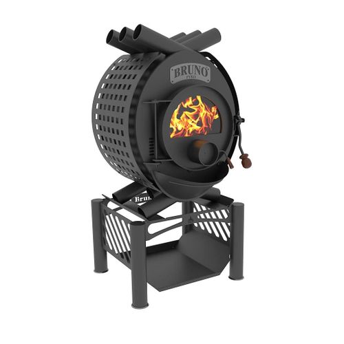 Poêle à bois en acier Bruno Pyro I noir en acier 13kW 140m²