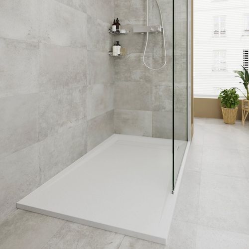Receveur de douche 80 x 160 cm, résine, blanc, GoodHome Luiro