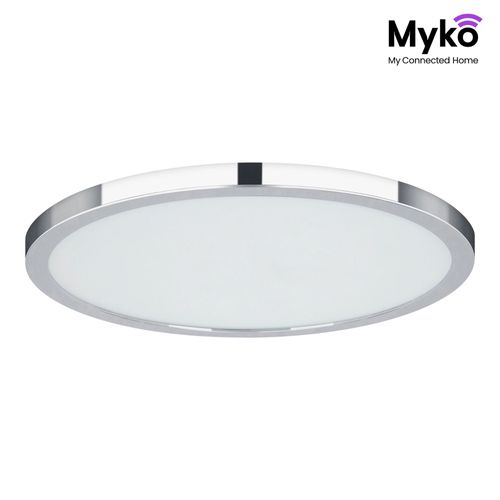 Plafonnier À Led Connecté Myko Chromé Dimmable 2300lm Ip44 Ø40 Goodhome Alvi Goodhome