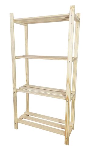 Étagère De Garage En Bois 4 Tablettes L. 65 X H. 130 X P. 30 Cm