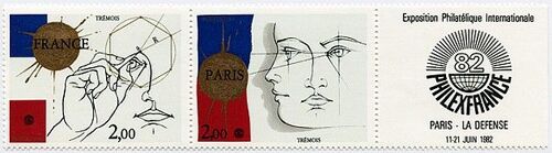 France 1982 - Très Beau Triptyque Neuf** Luxe Philexfrance 82 - Timbres 2199 Et 2200 - Oeuvres De Folon, + Vignette De L'exposition.