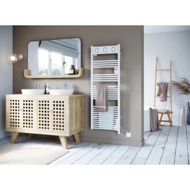 Sèche-serviettes électrique à inertie fluide Sauter Marapi tactile blanc 750W + soufflerie 1000W