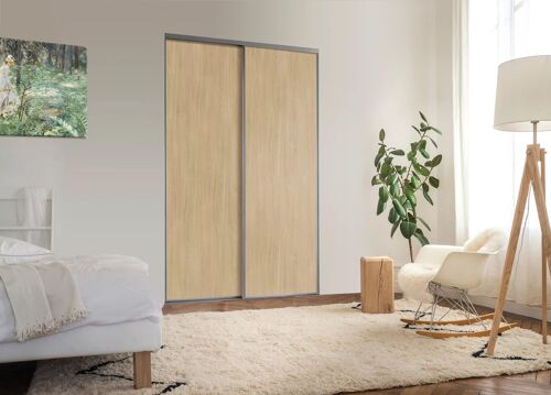 Lot de 2 portes de placard coulissantes Elegancia décor chêne 150 x 250 cm