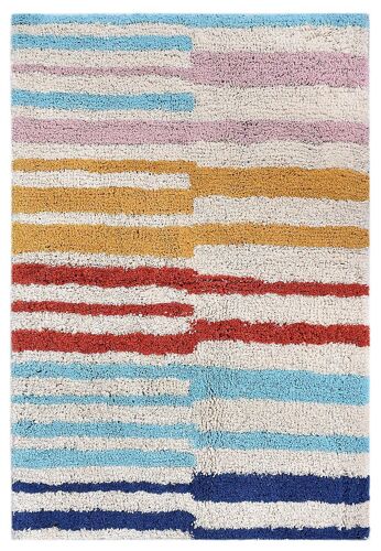 Tapis En Coton Tufté Rayures Multicolore L.90 X L.60 Cm