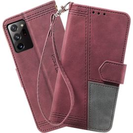 Coque Compatible Avec Galaxy Note 20 Ultra, Portefeuille Housse En Cuir Pu Pour Samsung Galaxy Note 20 Ultra, Magnetique Antichoc Flip Coque, Vin Rouge