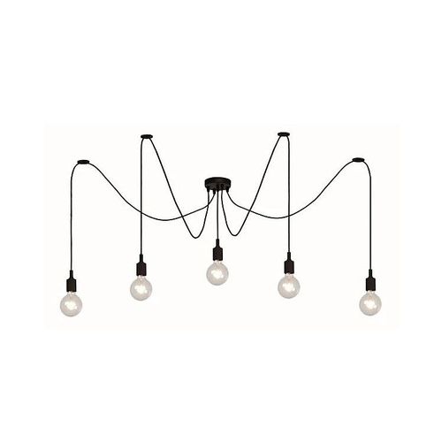 Suspension Araignée Filaire Noir 5 Lampes L.80cm E27 Seynave