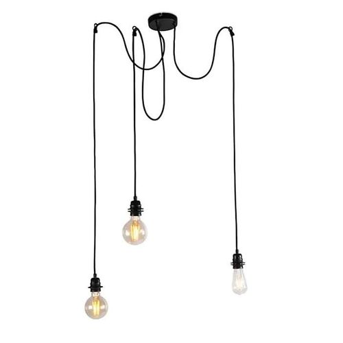 Suspension Araignée Filaire Noir 3 Lampes L.80cm E27 Seynave