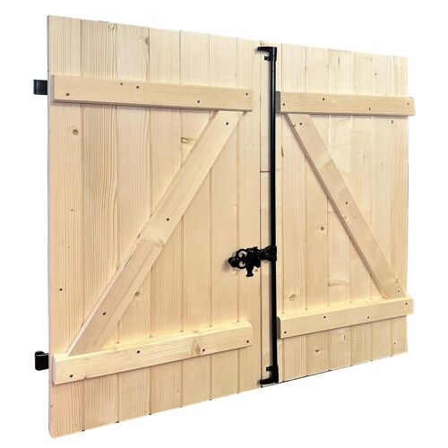 Volet battant 2 vantaux Fortia en bois coloris naturel l.120 x H.145 x Ép.2,7 cm