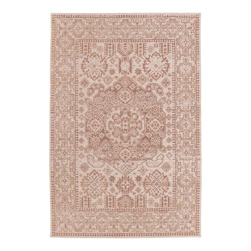 Tapis Effet Tissé Bajra Goodhome Tissage À Plat L.160 X L.230cm Crème Et Marron