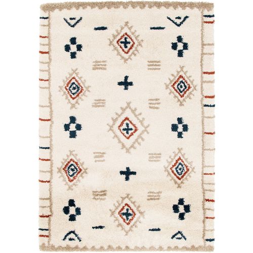 Tapis Manzo Berbère Goodhome Beige Et Bleu L.230 X L.160 Cm