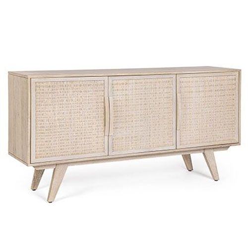 Buffet 3 Portes 155x40x80 Cm En Manguier Blanchi - Modjo