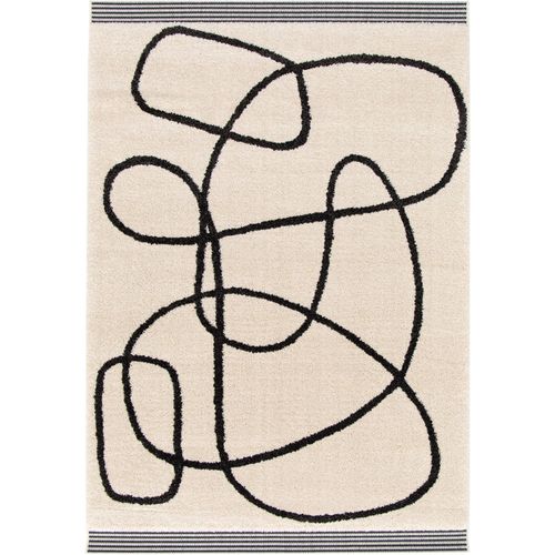 Tapis Chios Lines Goodhome Noir Et Blanc L.230 X L.160 Cm