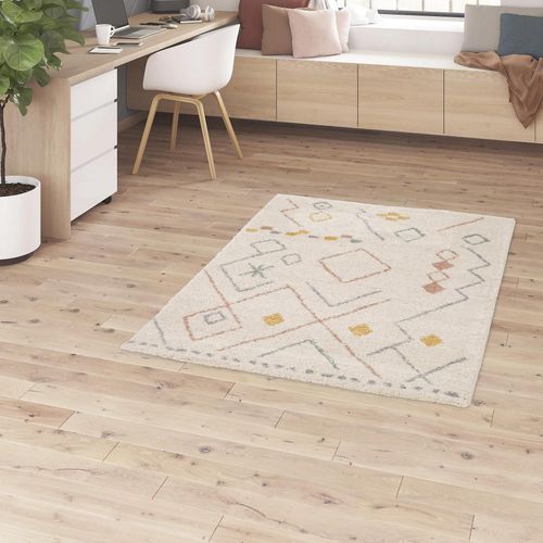Tapis Manzo Berbère Goodhome Beige Et Pastel L.120 X L.170 Cm