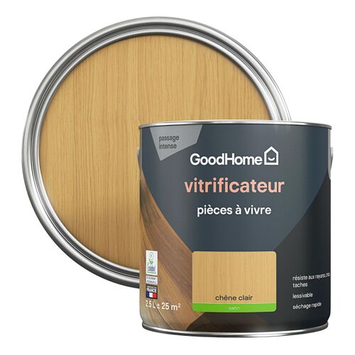 Vitrificateur pièces à vivre GoodHome chêne clair satin 2,5L