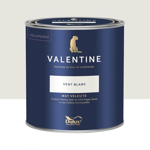 Peinture intérieure couleur mur et plafond Valentine mat velouté vent blanc 0,5L