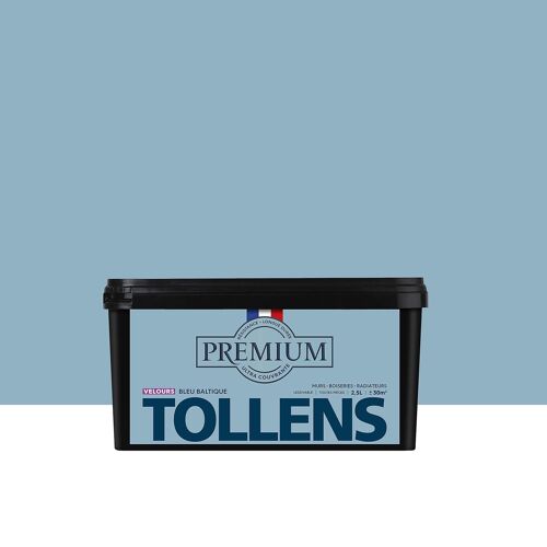 Peinture Tollens premium murs, boiseries et radiateurs bleu baltique velours 2,5L