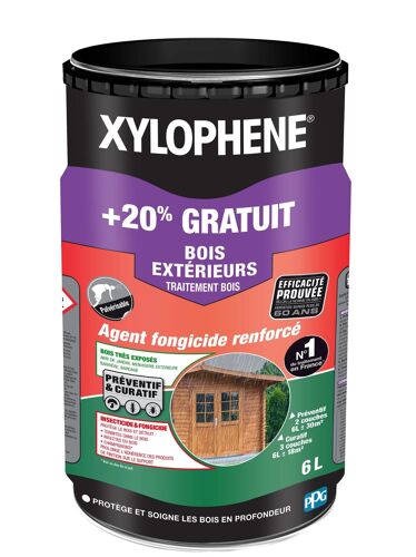 Traitement bois agent fongicide renforcé extérieur Xylophène 6L +20% gratuit