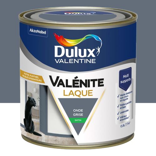 Laque Valénite Dulux Valentine Acrylique satin bleu onde grise 500ml