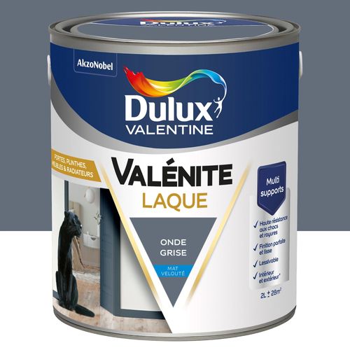 Laque Valénite Dulux Valentine Acrylique mat velouté bleu onde grise 2L