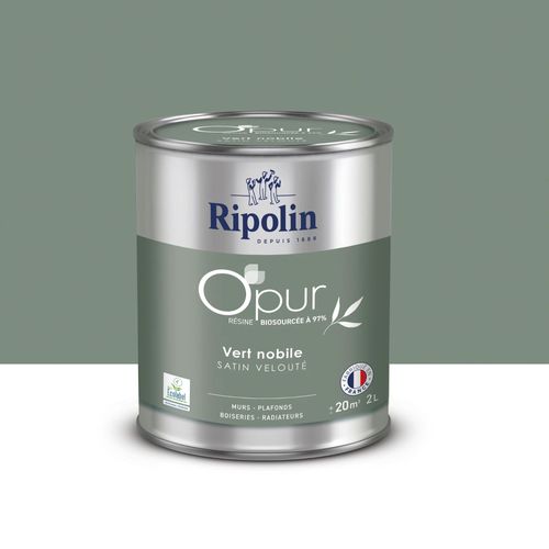 Peinture intérieure multisupport Ripolin O'pur vert nobile satin velouté 2L