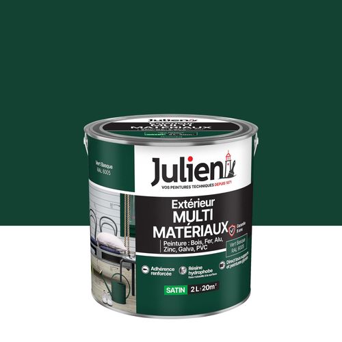 Peinture extérieure multi-matériaux Julien vert basque satin 2L