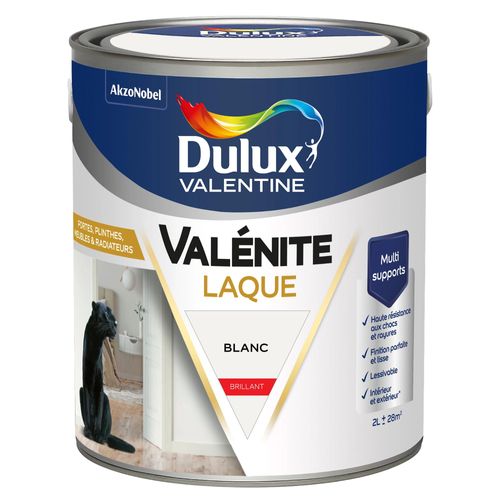 Laque Valénite Dulux Valentine Acrylique brillant blanc 2L