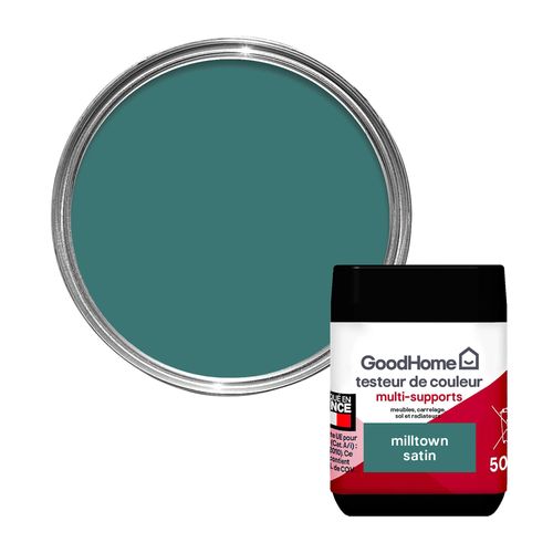 Peinture de rénovation GoodHome multi-supports satin vert Milltown 50ml
