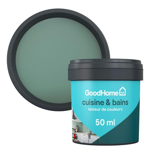 Peinture cuisine et salle de bains GoodHome vert Kilkenny satin 50ml